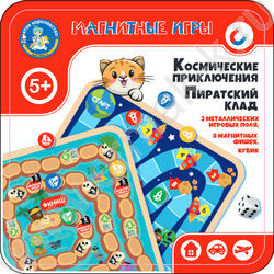 Игра Магнитная Космические приключения. Пиратский клад. жестяная коробочка | Фото 1