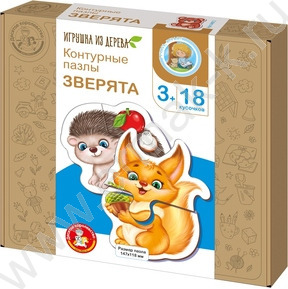 Пазл деревянный 18 Контурый.Зверята