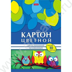 Картон цв. мелов.двухсторонний А4 10л/10цв Совушки | Фото 1