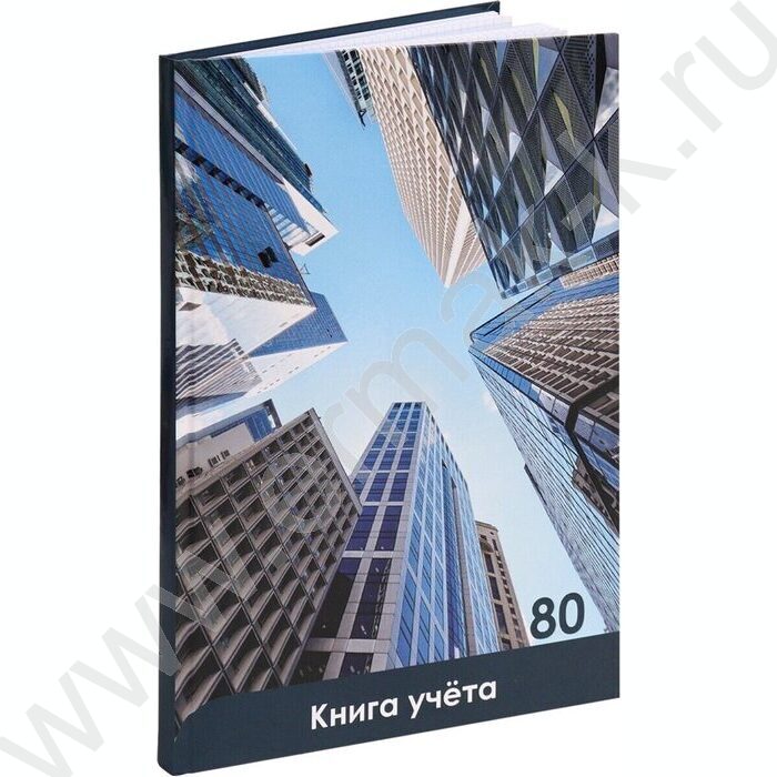 Книга Учёта  80л клетка тв.обл. офсет "Небоскрёбы и небо" | Фото 1