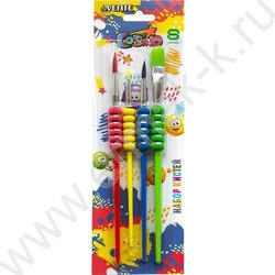 Кисть набор  4шт /синтетика круг. № 2, 6, 10, плоская № 12 / "Cosmo" | Фото 1