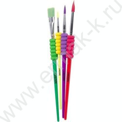 Кисть набор  4шт /синтетика круг. № 2, 6, 10, плоская № 12 / "Cosmo" | Фото 2