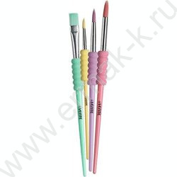 Кисть набор  4шт /синтетика круг. № 4, 8, 12, плоская № 10 / "Pastel" | Фото 2