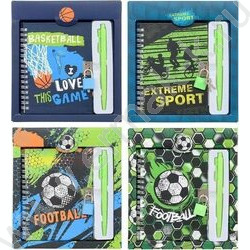 Блокнот  48л 15*11см "Спорт" в подарочной упаковке,+замочек+авторучка,спираль,ассорти | Фото 1