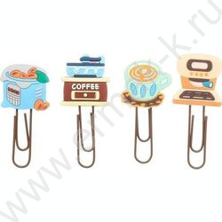 Закладки д/книг скрепка 6,5см 4шт FUGU COFFEE | Фото 1