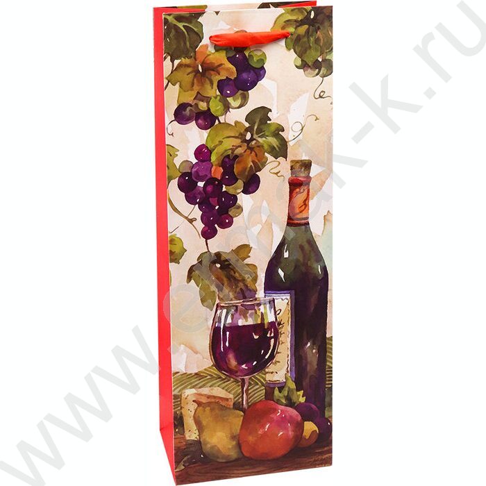 Пакет подарочный с матовой лам. 210гр 12*36*8,5см (Бутылка) Винный натюрморт | Фото 1
