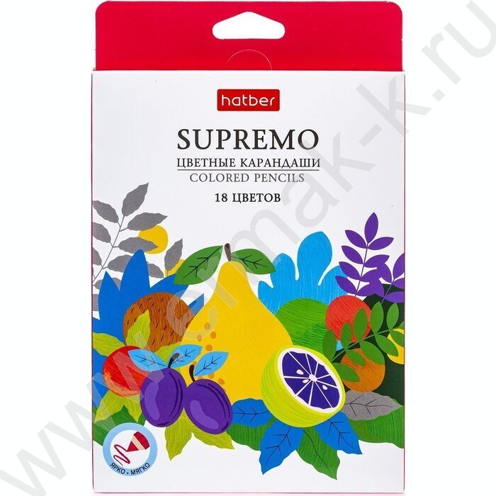 Карандаши  18цв Supremo /мягкий стержень /карт.коробка | Фото 1