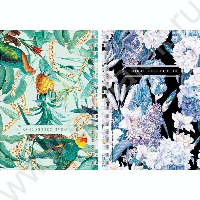 Зап. книжка  80л А6 спираль/тв.обл./двойная "Floral collection" | Фото 1