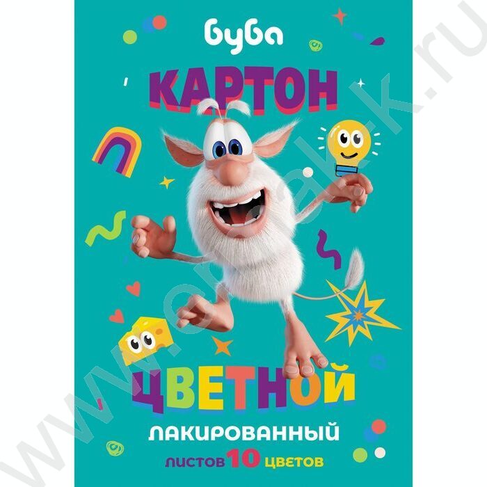 Картон цв. лакированный А4 10л/10цв Буба | Фото 1