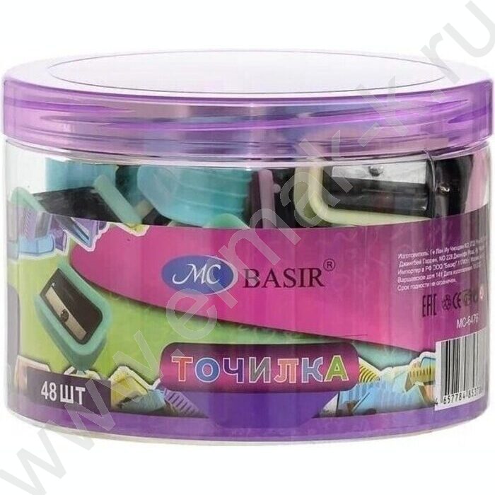 Точилка 1отв. пластик  /4 цвета-пастельные, в банке | Фото 2