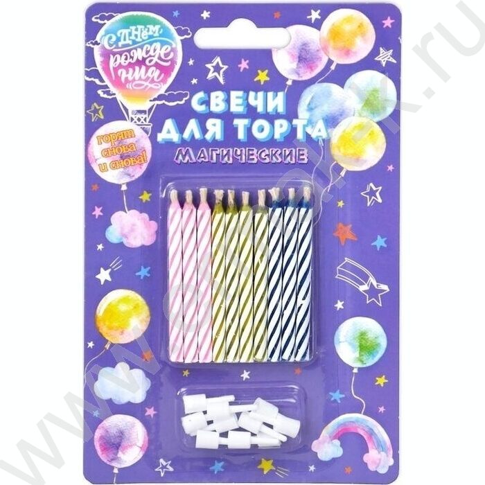 Свечи д/торта "Магические" с держателями 10шт/уп | Фото 1