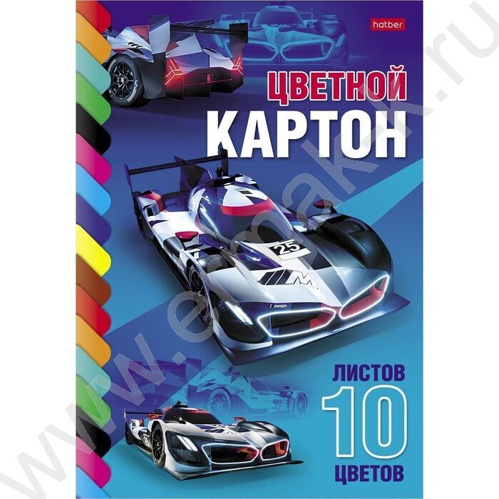 Картон цв. А4 10л/10цв Супер гонки | Фото 1
