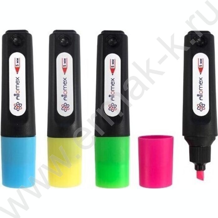 Текстовыделитель /набор  4цв - желт, зел, гол, роз /1-5мм косой /блистер | Фото 1