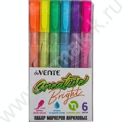 Маркер акриловый /набор  6цв/ "Creative Bright" Неоновые цвета | Фото 1