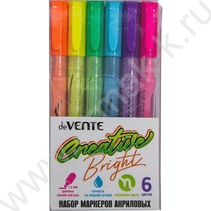 Маркер акриловый /набор  6цв/ "Creative Bright" Неоновые цвета | Фото 1