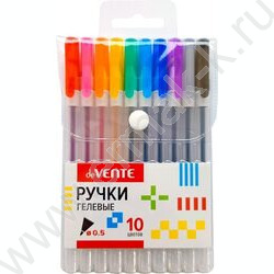 Ручка гелевая /набор 10цв/ 0,5мм "Hit" прозрачно-матовый корпус /блистер | Фото 1