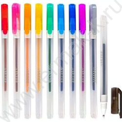 Ручка гелевая /набор 10цв/ 0,5мм "Hit" прозрачно-матовый корпус /блистер | Фото 2