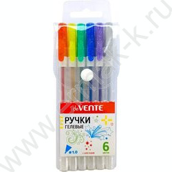 Ручка гелевая /набор  6цв/ 1мм "Hit Glitter" цвета с блестками, прозрачно-матовый корпус /блисте | Фото 1