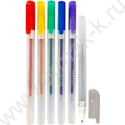 Ручка гелевая /набор  6цв/ 1мм "Hit Glitter" цвета с блестками, прозрачно-матовый корпус /блисте | Фото 2
