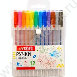 Ручка гелевая /набор 12цв/ 1мм "Hit Glitter" цвета с блестками, прозрачно-матовый корпус /блисте | Фото 1