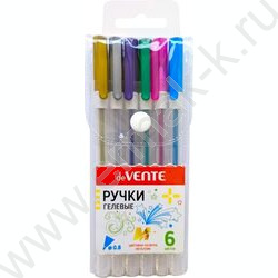 Ручка гелевая /набор  6цв/ 0,8мм "Hit Metallic" цвета металлик, прозрачно-матовый корпус /блисте | Фото 1