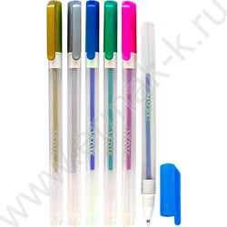 Ручка гелевая /набор  6цв/ 0,8мм "Hit Metallic" цвета металлик, прозрачно-матовый корпус /блисте | Фото 2