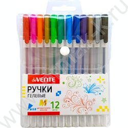 Ручка гелевая /набор 12цв/ 0,8мм "Hit Metallic" цвета металлик, прозрачно-матов. корпус /блистер | Фото 1