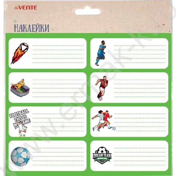 Наклейки на тетради "Football" 40*96мм, набор - 8шт /блистер | Фото 1