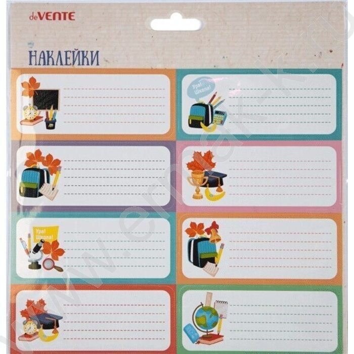 Наклейки на тетради "Снова в школу!" 40*96мм, набор - 8шт /блистер | Фото 1