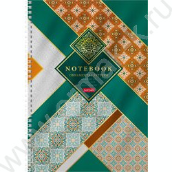 Тетрадь  80л А4 клетка/спираль "Gold ornament" /металлизиров. картон,выб лак/ ассорти | Фото 1