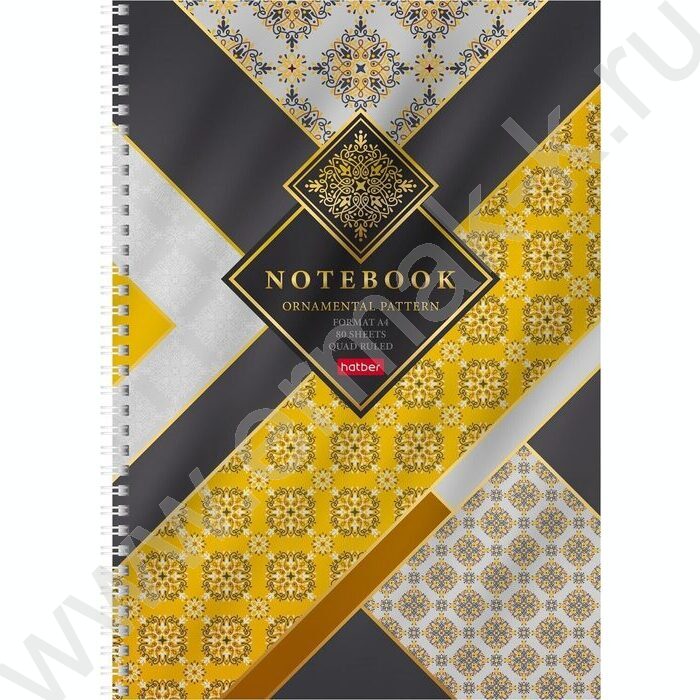 Тетрадь  80л А4 клетка/спираль "Gold ornament" /металлизиров. картон,выб лак/ ассорти | Фото 4