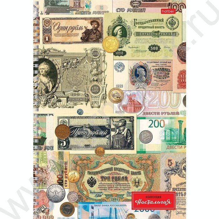 Тетрадь  96л А4 клетка/спираль "Ностальгия" /мат ламин,тиснение/ ассорти | Фото 3