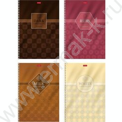 Тетрадь  96л А4 клетка/спираль "Chocolate" /металлизиров. картон, выб лак/ ассорти | Фото 1