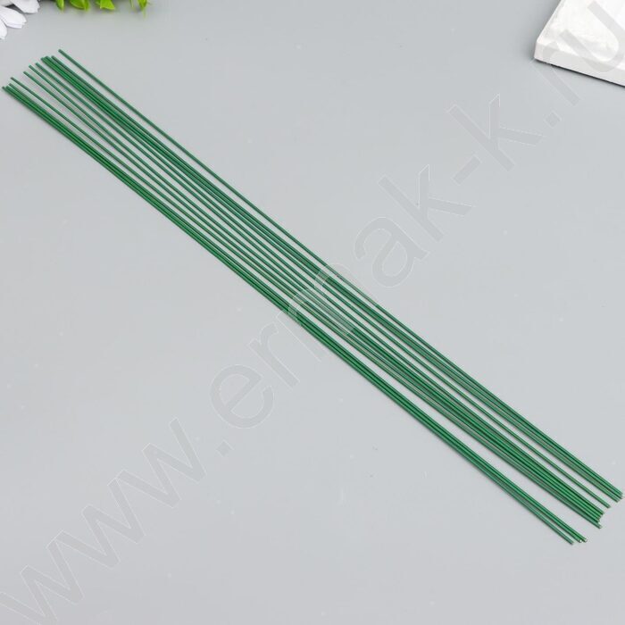 Проволока флористическая зеленая D1,2мм*40см 12шт, в пластиковой оплётке | Фото 4