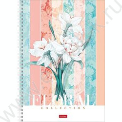 Тетрадь  96л А4 линейка/спираль "Floral collection" /выб лак/ ассорти | Фото 3