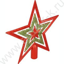 Верхушка елочная "Звезда" 19*19см красно-золотая глиттер | Фото 2