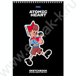 Скетчбук  20л А4 спираль "Atomic Heart" блок из черной бумаги 200г/кв.м /жесткая подложка | Фото 1