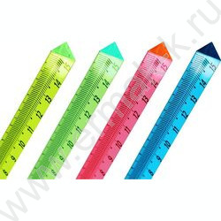 Линейка пл 15см трехгранная, прозрачная, неоновые цвета, ассорти /европодвес | Фото 3