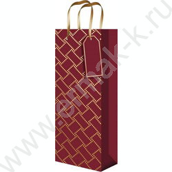 Пакет подарочный с глянцевой лам.157гр 12*36*8,5см (Бутылка) Торжество, красный | Фото 1