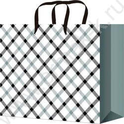 Пакет подарочный с глянцевой лам.128гр 26,4*32,7*8см (L) Стильная клетка | Фото 1
