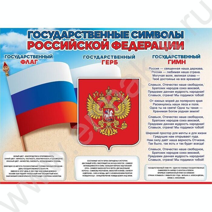 Плакат "Государственные символы РФ" А2 | Фото 1