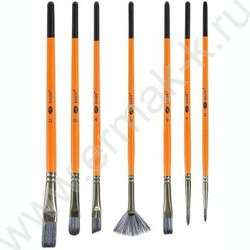 Кисть набор  7шт /нейлон художественные круглые, веерообразные и плоские | Фото 1