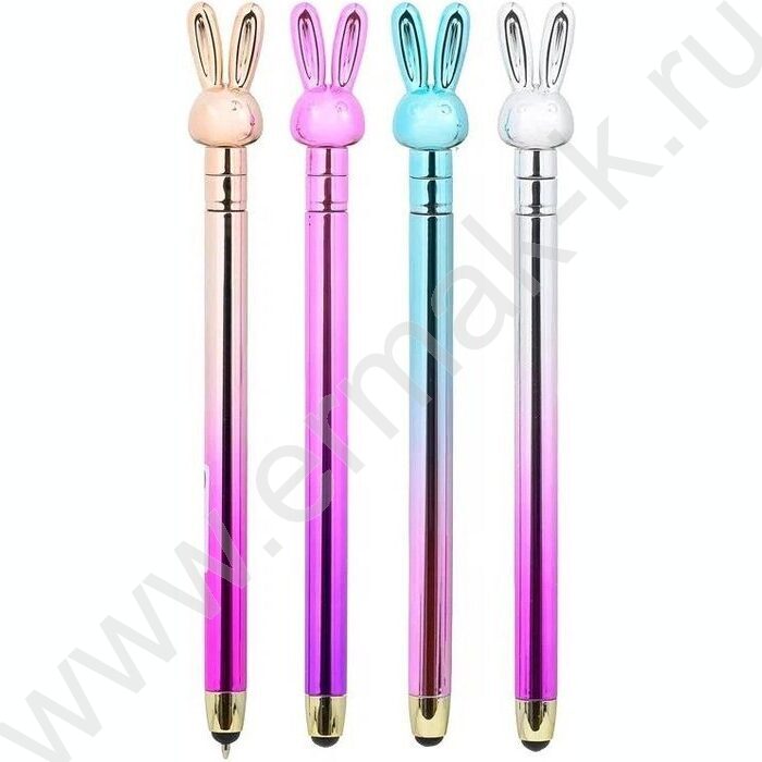 Ручка шар стилус поворот/мех.,наконечник-Зайчик,цветной-металлик корпус /ассорти/ | Фото 1