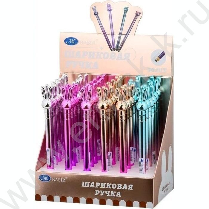 Ручка шар стилус поворот/мех.,наконечник-Зайчик,цветной-металлик корпус /ассорти/ | Фото 3