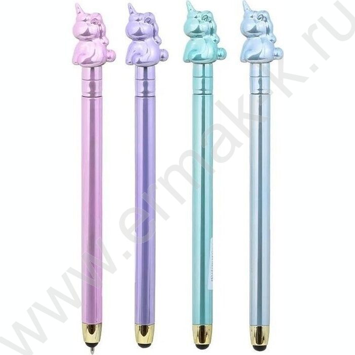 Ручка шар стилус поворот/мех.,наконечник-Единорог,цветной-металлик корпус /ассорти/ | Фото 1