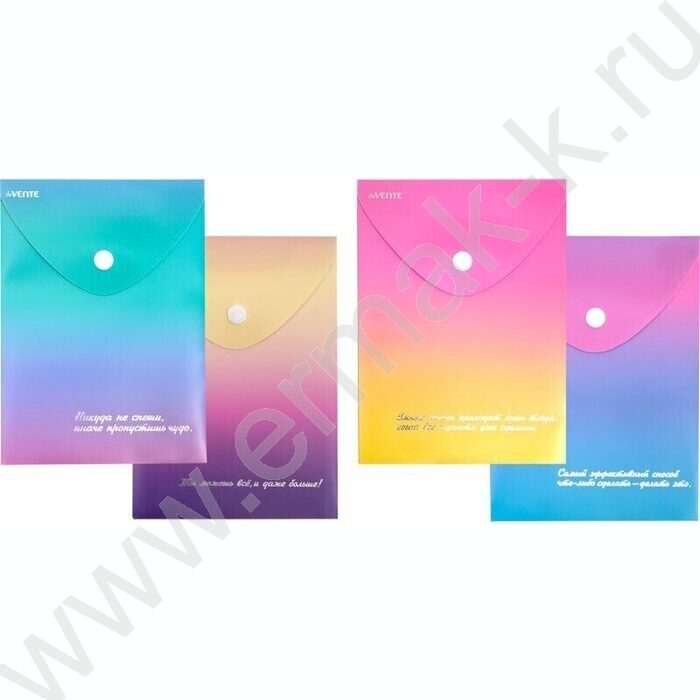 Папка-конверт на кнопке А6- "Degrade"  непрозрачн с рисунком, 180мкм /ассорти | Фото 2