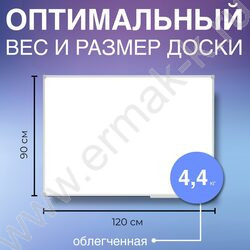 Доска магнитно-маркерная  90*120см /алюминиевая рамка Slim /полочка /лаковое покрытие | Фото 4
