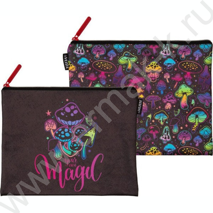 Папка для тетрадей A5 "Magic Mushroom" иск.кожа, на молнии сверху | Фото 1