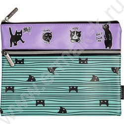 Папка для тетрадей A5 "Super Cats" иск.кожа, на молнии сверху, внешний карман на молнии | Фото 1