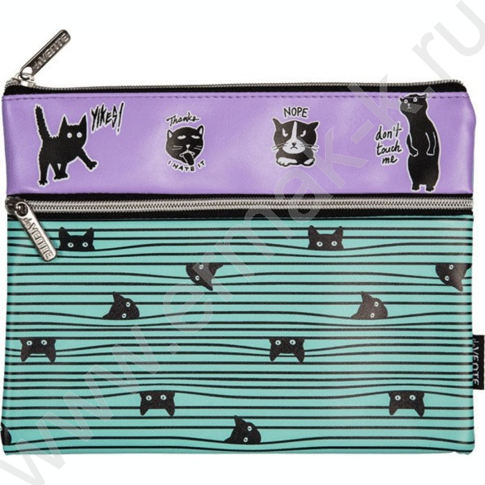 Папка для тетрадей A5 "Super Cats" иск.кожа, на молнии сверху, внешний карман на молнии | Фото 1